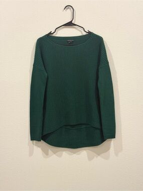 Theory Forest Green Ribbed Knit Pullover 100% Wool Size Small